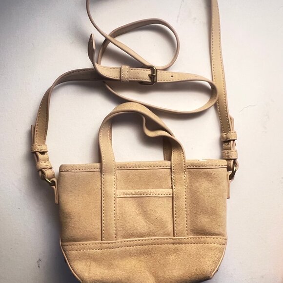J. Crew Handbags - J.CREW Mini Montauk Suede Leather Purse Tan Stadium Concert